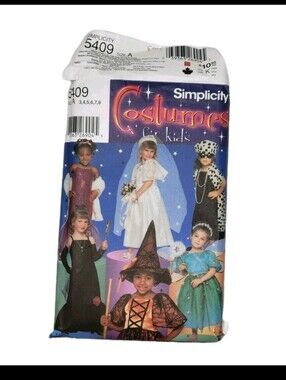 Simplicity #5409 Sewing Pattern Girls Kids Costumes VTG 2003 Halloween Size 3-8